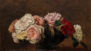 Vintage Roses Bowl Still Life FRAME TV ART, Classic Floral Television Artwork