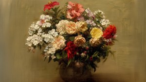 Summer Flowers Frame TV Art, Vintage Heritage Print, Moody Floral Wall Art, Digital Download
