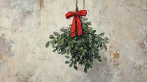 Mistletoe Vintage Holiday Art, Winter Decor, Gallery Wall Decor