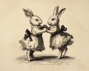 Vintage Rabbit Wall Art, Farmhouse Decor, Nursery Bunny Decor