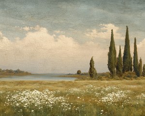 Wildflower Meadow Vintage Landscape Painting, Farmhouse Decor, Gallery Wall Decor (Printable Digital Download)