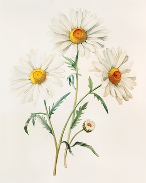 April Birth Flower: White Daisy Botanical Art, Spring Decor, Nursery Decor (Printable Digital Download)