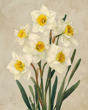 December Birth Flower: Narcissus Vintage Botanical Painting (PRINTABLE Digital Download)