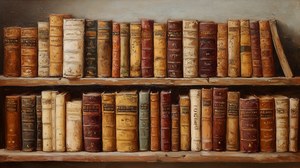 Vintage Bookshelf Frame TV Art, Stacked Books Wallpaper